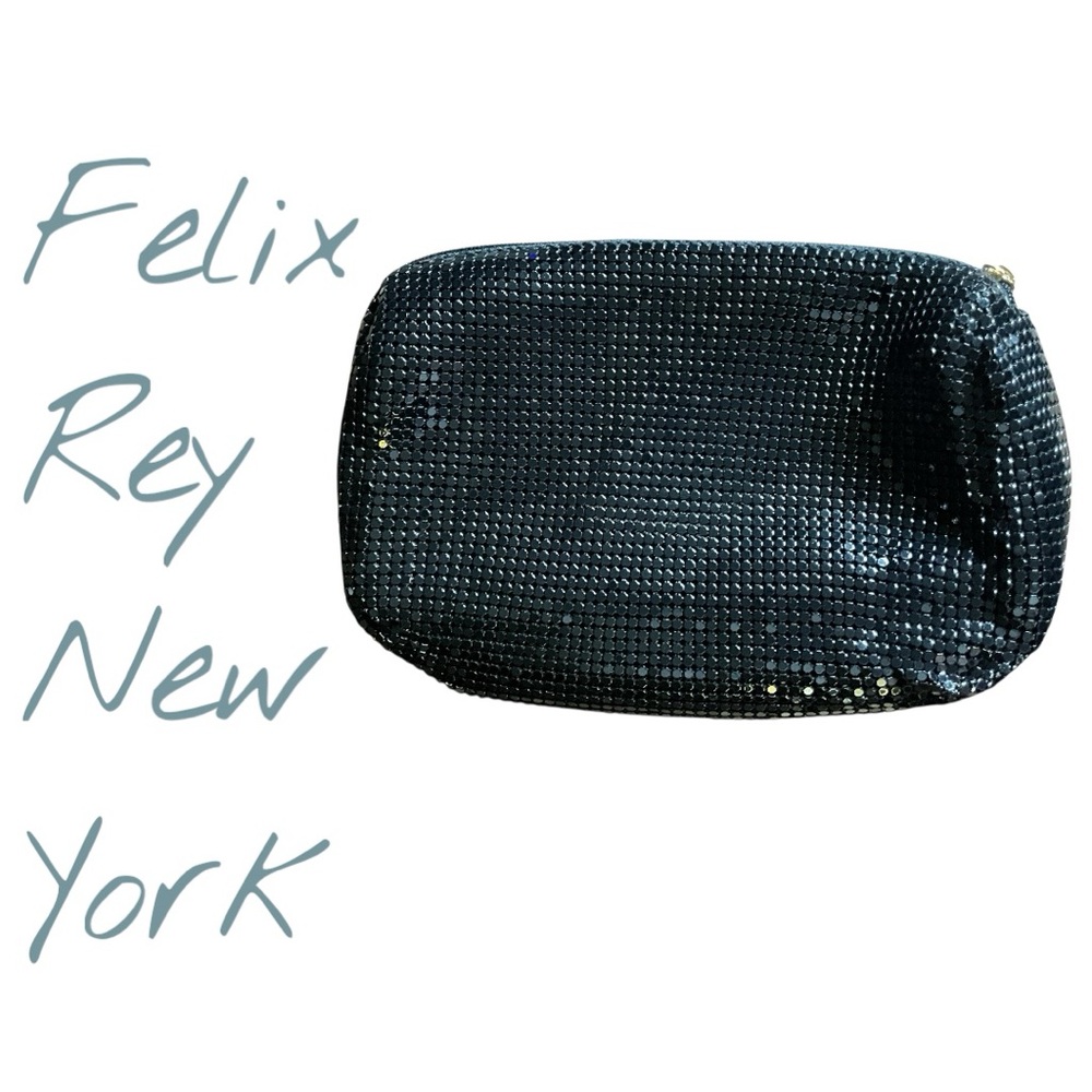 Felix Rey New York Black Chain Metal Clutch Makeup Bag Vintage